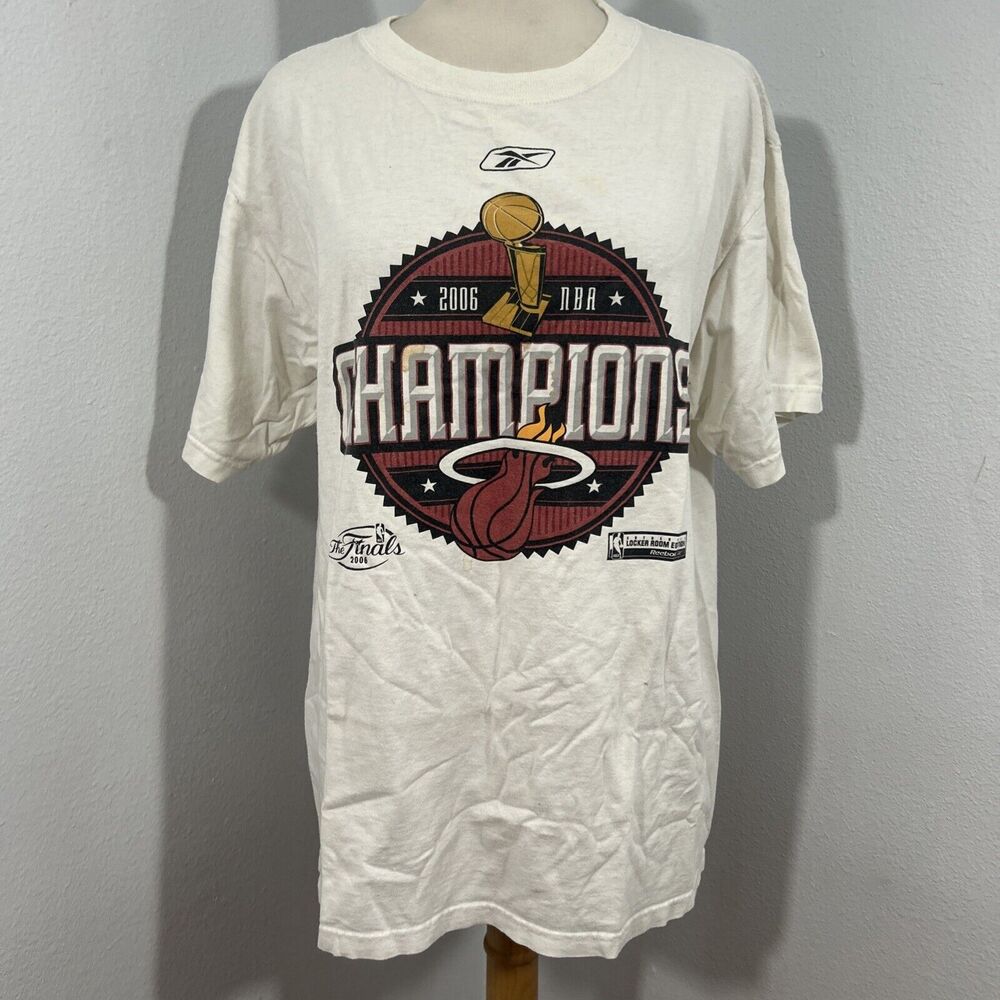 Vtg Reebok T shirt Adults M Miami‎ Heat 2006 NBA Champions Official Locker Room